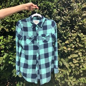 Arizona Flannel Button Down Blue and Teal